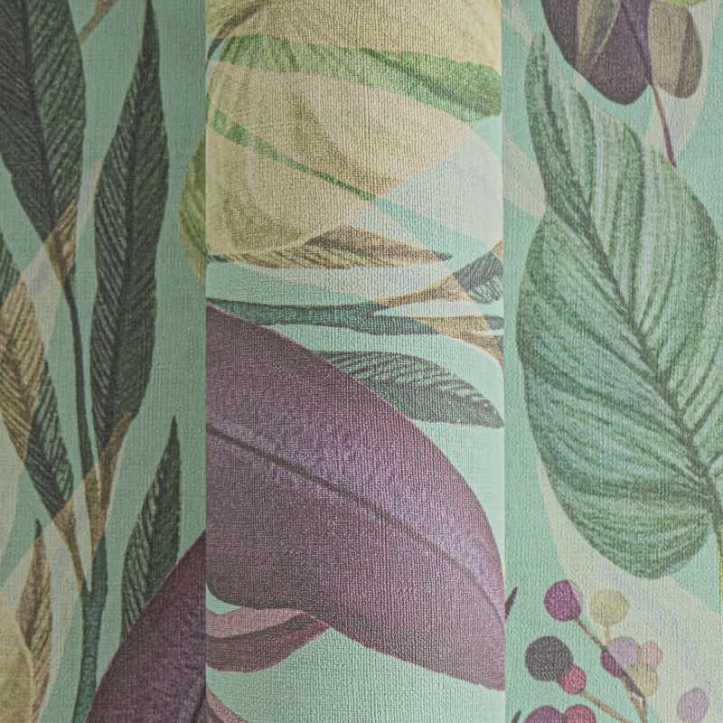 Tropische Tapete mit bunten Blättern auf Türkisgrün livingwalls (782194)