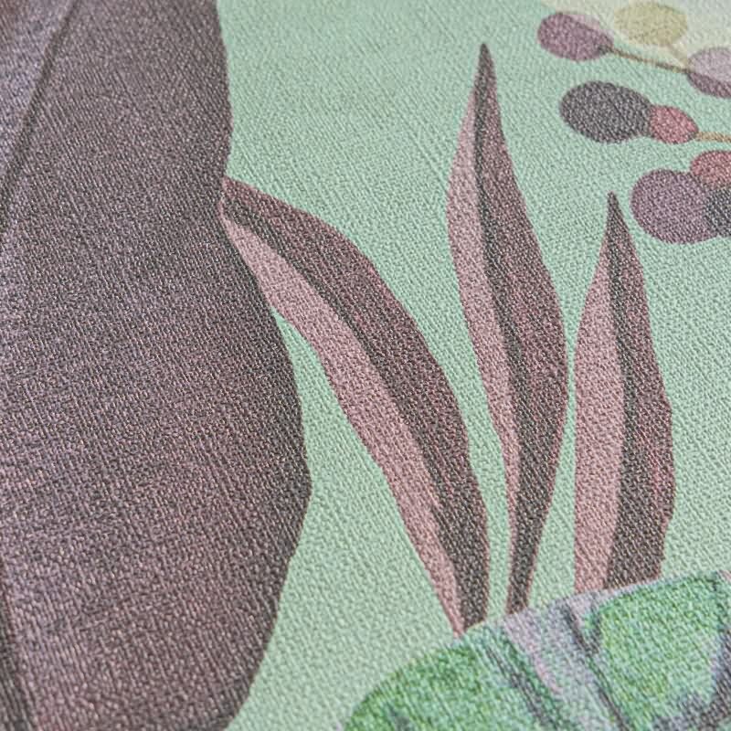 Tropische Tapete mit bunten Blättern auf Türkisgrün livingwalls (782194)