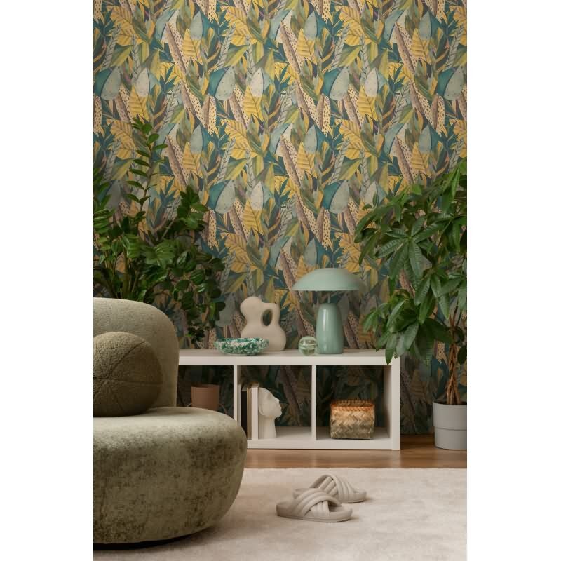 Tropenwald-Tapete mit grafischem Blättermuster livingwalls (782201)