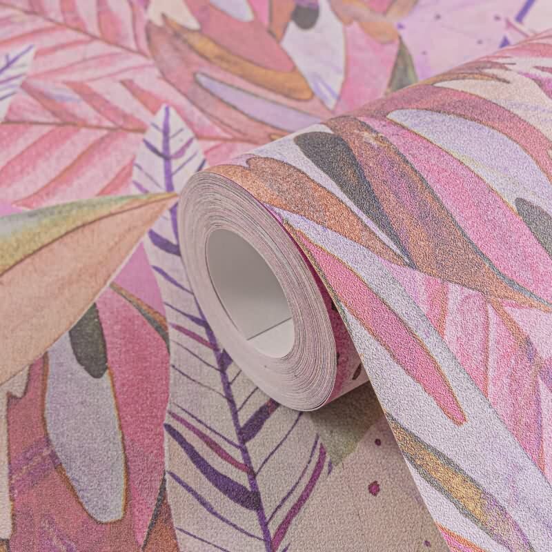 Tropische Blättertapete in kräftigem Pink livingwalls (782203)