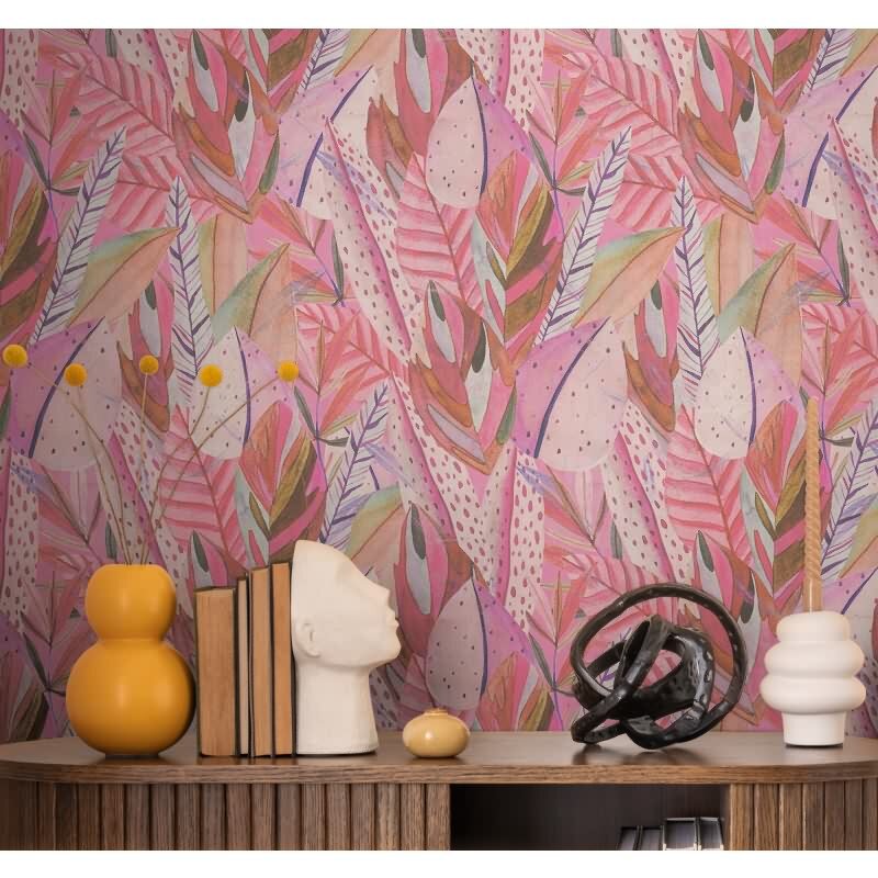 Tropische Blättertapete in kräftigem Pink livingwalls (782203)