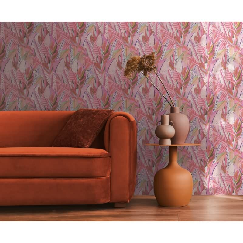Tropische Blättertapete in kräftigem Pink livingwalls (782203)