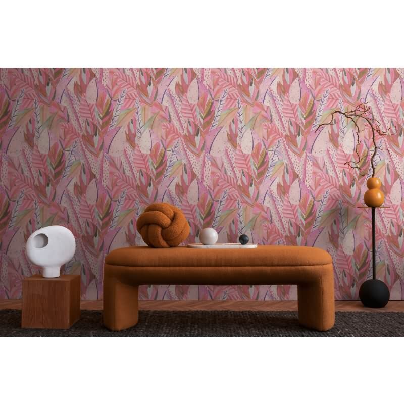 Tropische Blättertapete in kräftigem Pink livingwalls (782203)