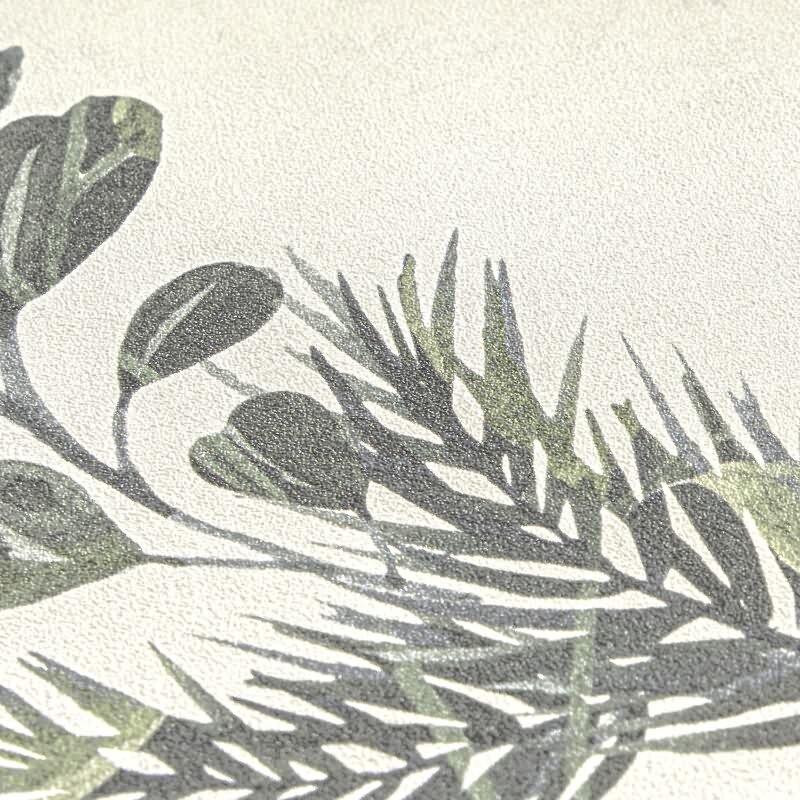 Pflanzen-Tapete Aquarell Stil Hellgrün Creme - Botanische livingwalls Vliestapete modern (782211)