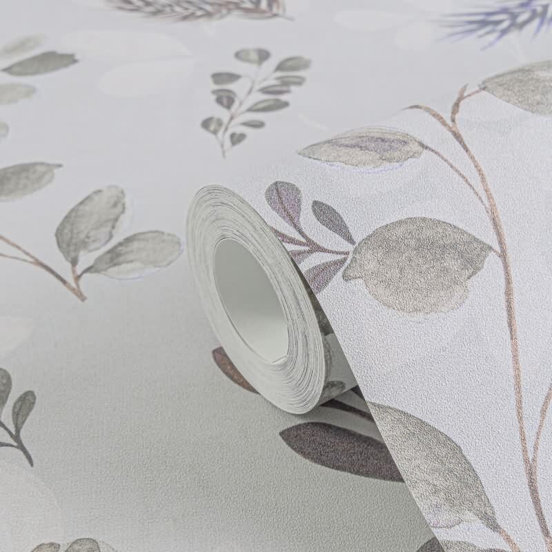 Pflanzen-Tapete Aquarelloptik Grau Rosa - Botanische livingwalls Vliestapete Beere Akzent (782212)