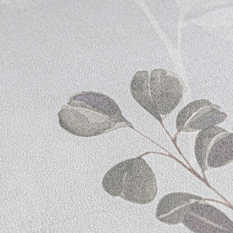 Pflanzen-Tapete Aquarelloptik Grau Rosa - Botanische livingwalls Vliestapete Beere Akzent (782212)