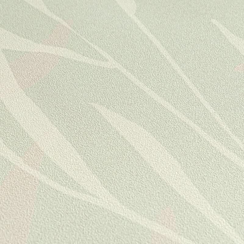 Zweige-Tapete Salbeigrün Rosa - Zarte Pflanzenmotive - livingwalls Vliestapete modern (782221)