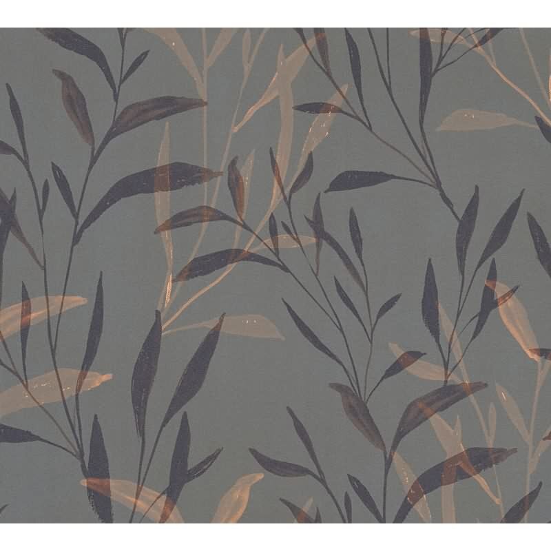 Zweige-Tapete Anthrazit Kupfer - Elegante Pflanzenmotive - livingwalls Vliestapete modern (782222)