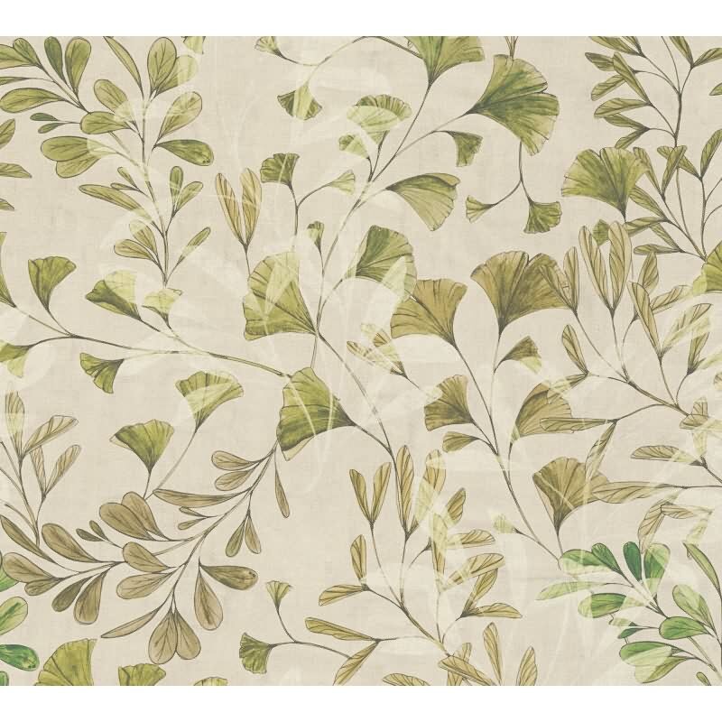 Ginkgo-Tapete Naturfarben Beige - Filigranes Blättermuster - livingwalls Vliestapete botanisch (782233)