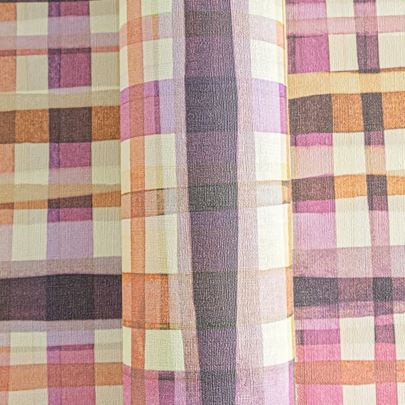 Karo-Tapete Rosa Orange - Buntes Karomuster modern - livingwalls Vliestapete verspielt (782241)