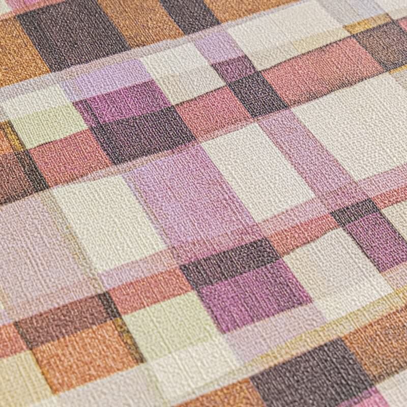 Karo-Tapete Rosa Orange - Buntes Karomuster modern - livingwalls Vliestapete verspielt (782241)