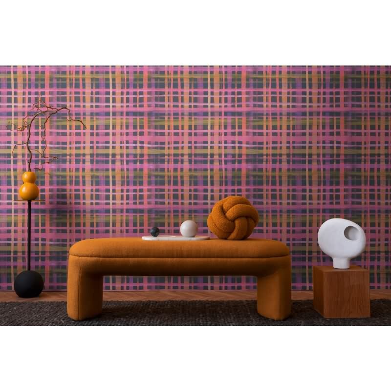 Karo-Tapete Lila Pink Orange - Modernes Karomuster - livingwalls Vliestapete bunt & kräftig (782242)