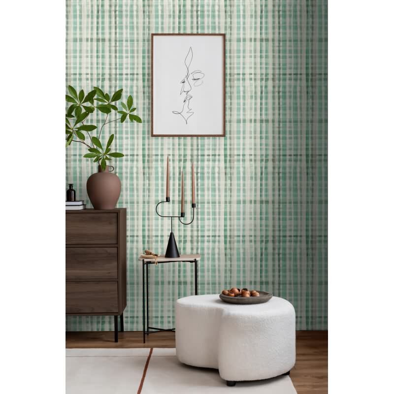 Karo-Tapete Mintgrün Weiß - Helles Karomuster modern - livingwalls Vliestapete luftig & leicht (782243)