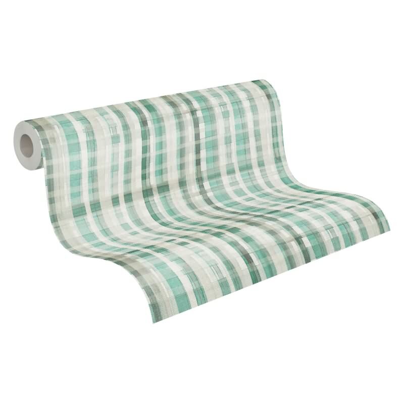 Karo-Tapete Mintgrün Weiß - Helles Karomuster modern - livingwalls Vliestapete luftig & leicht (782243)