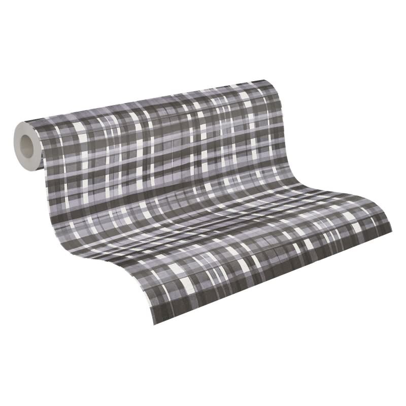 Karo-Tapete Schwarz Grau Weiß - Klassisches Karomuster - livingwalls Vliestapete modern (782244)