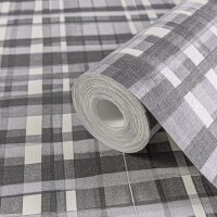 Karo-Tapete Schwarz Grau Wei&szlig; - Klassisches...