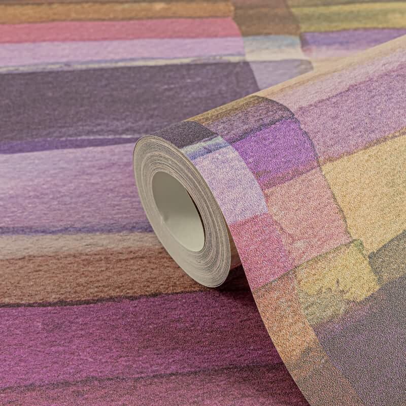 Aquarell-Tapete Rosa Violett Bunt - Künstlerische Kacheloptik - livingwalls Vliestapete modern (782251)