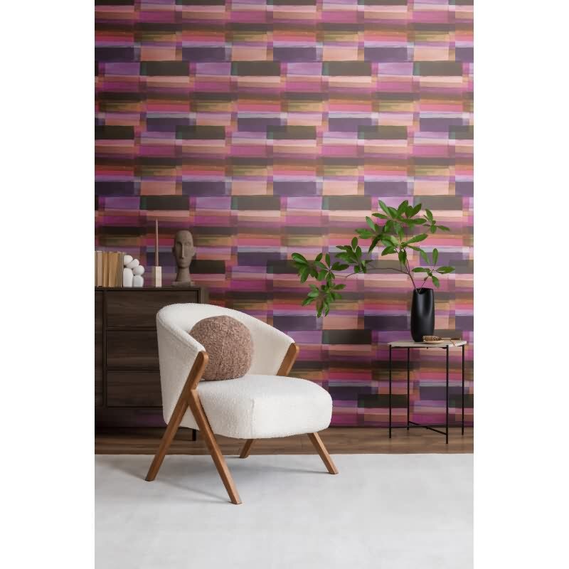 Aquarell-Tapete Rosa Violett Bunt - Künstlerische Kacheloptik - livingwalls Vliestapete modern (782251)