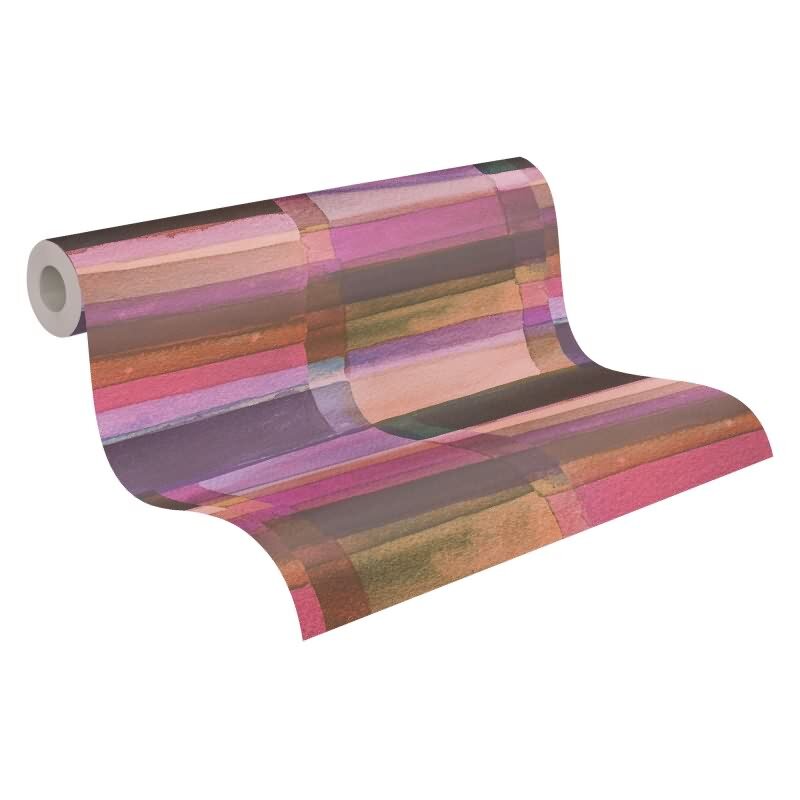 Aquarell-Tapete Rosa Violett Bunt - Künstlerische Kacheloptik - livingwalls Vliestapete modern (782251)