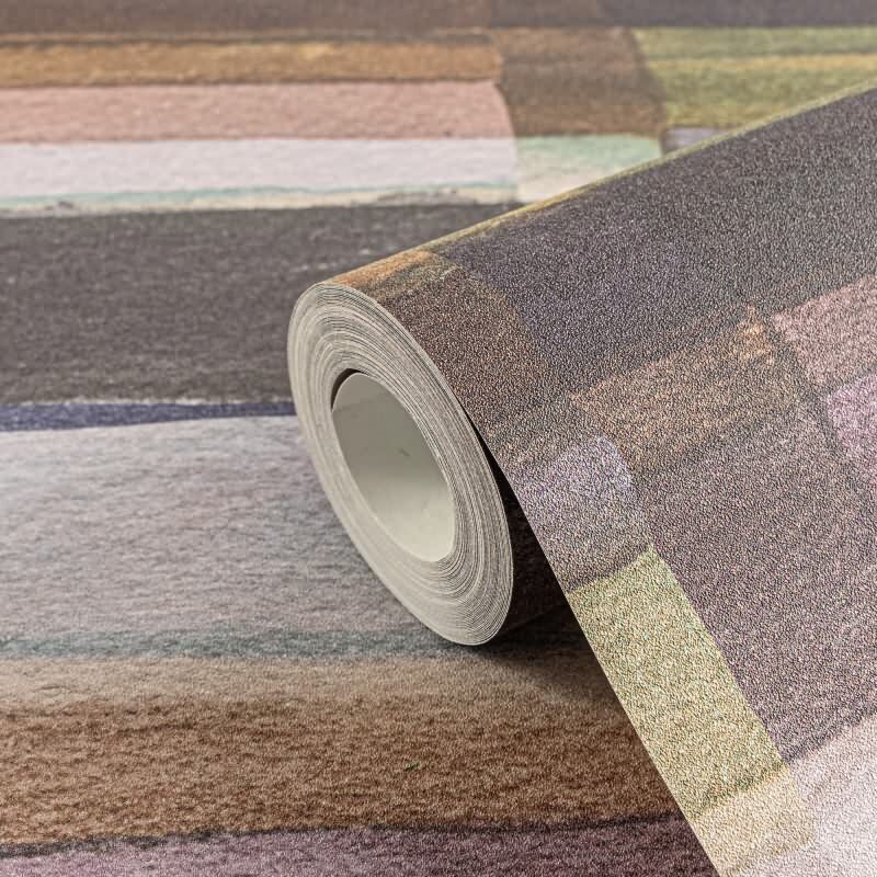 Aquarell-Tapete Braun Grün Violett - Künstlerische Kacheloptik - livingwalls Vliestapete modern (782252)