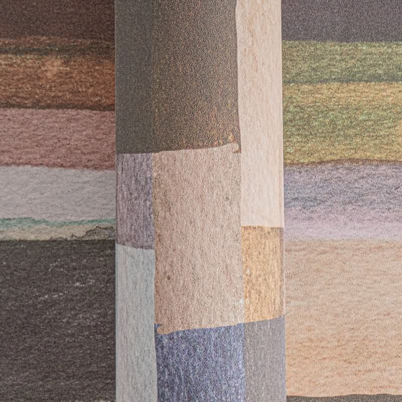 Aquarell-Tapete Braun Grün Violett - Künstlerische Kacheloptik - livingwalls Vliestapete modern (782252)