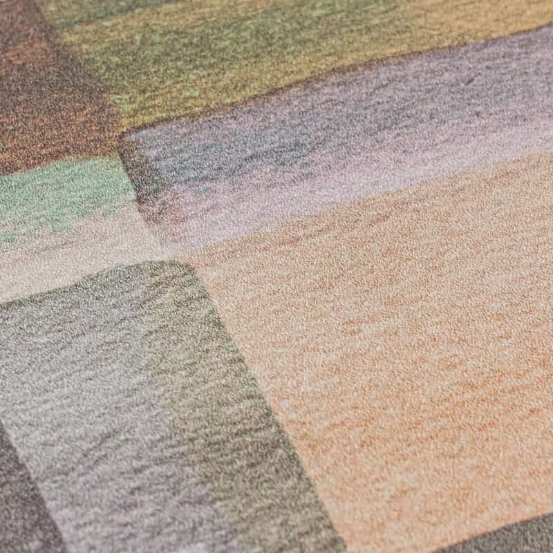 Aquarell-Tapete Braun Grün Violett - Künstlerische Kacheloptik - livingwalls Vliestapete modern (782252)