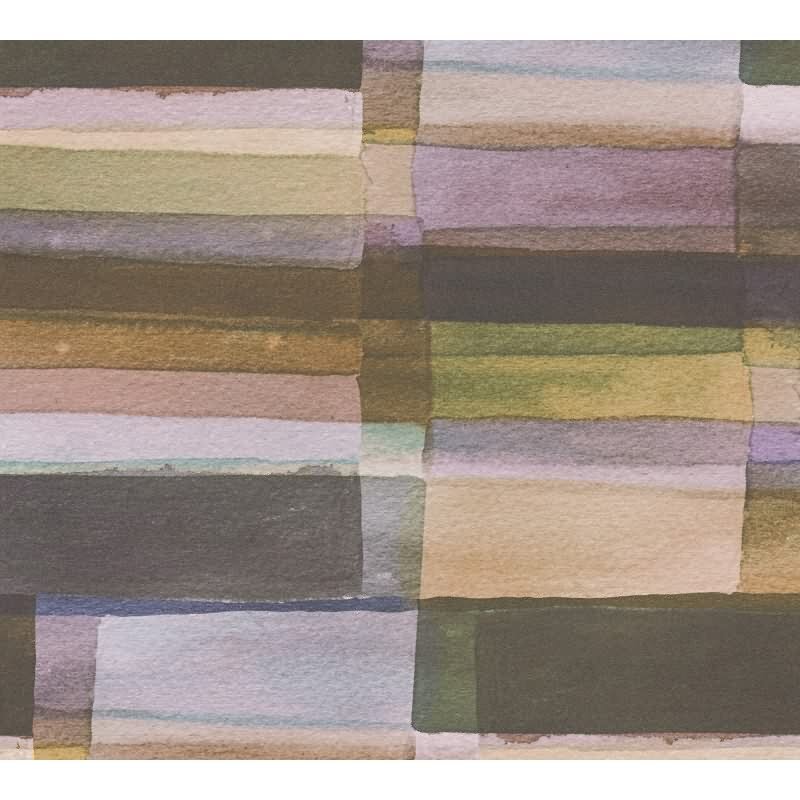 Aquarell-Tapete Braun Grün Violett - Künstlerische Kacheloptik - livingwalls Vliestapete modern (782252)