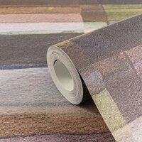 Aquarell-Tapete Braun Gr&uuml;n Violett -...