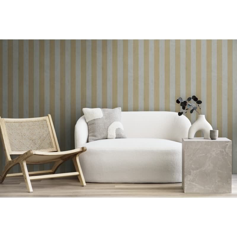 Streifen-Tapete Beige Grau - Klassische Blockstreifen - livingwalls Vliestapete dezent & modern (782262)