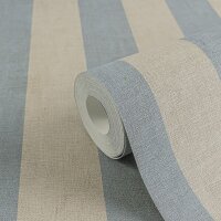 Streifen-Tapete Hellblau Beige - Klassische Blockstreifen...
