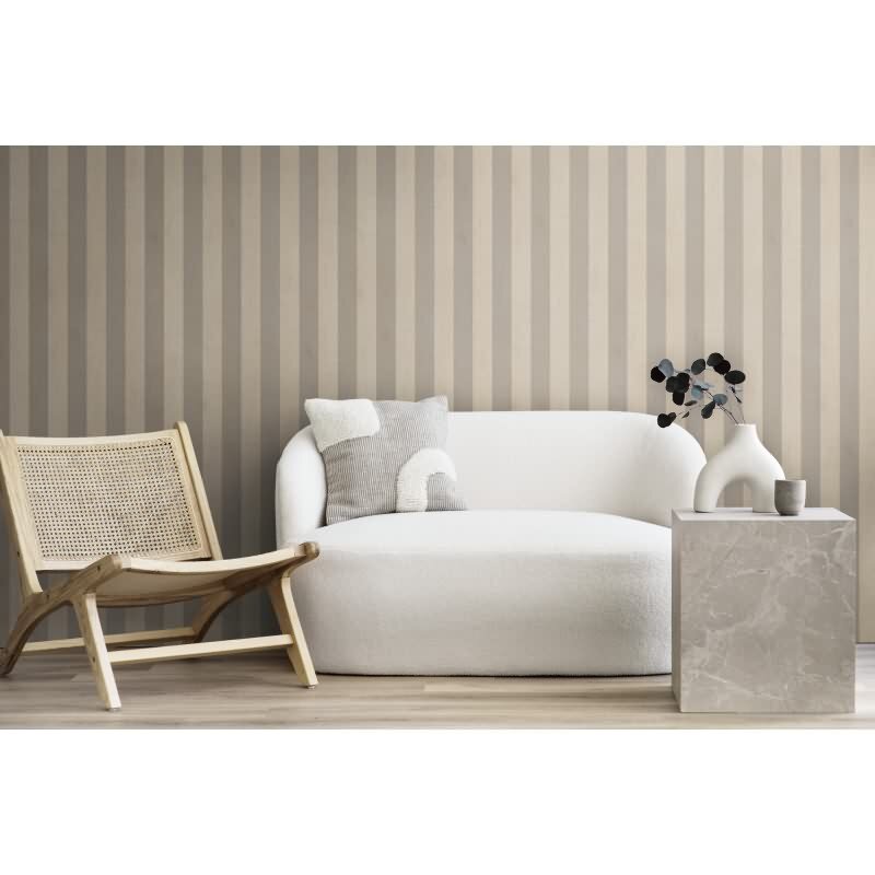 Streifen-Tapete Beige Taupe - Dezente Blockstreifen - livingwalls Vliestapete klassisch modern (782264)