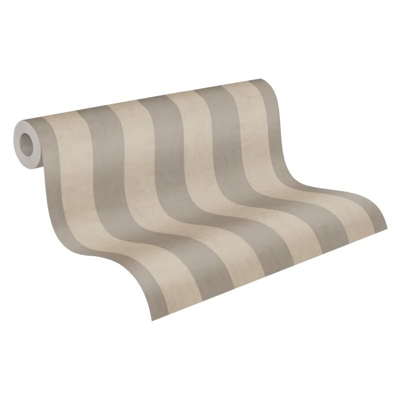 Streifen-Tapete Beige Taupe - Dezente Blockstreifen - livingwalls Vliestapete klassisch modern (782264)