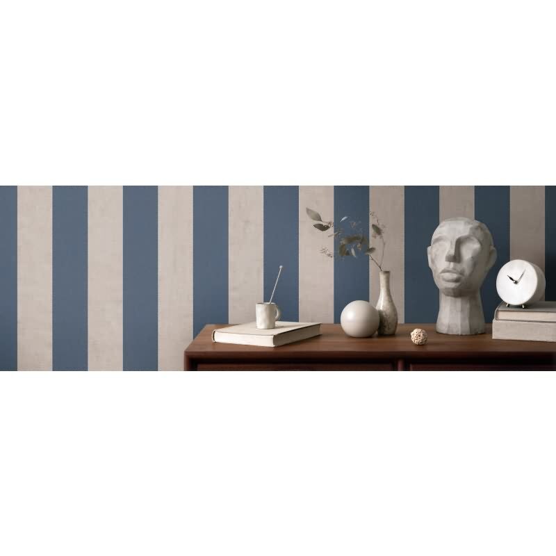 Streifen-Tapete Dunkelblau Beige - Klassisches Streifenmuster - livingwalls Vliestapete maritim (782265)
