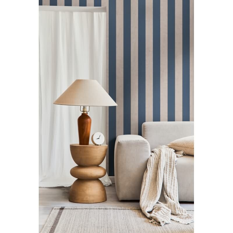 Streifen-Tapete Dunkelblau Beige - Klassisches Streifenmuster - livingwalls Vliestapete maritim (782265)