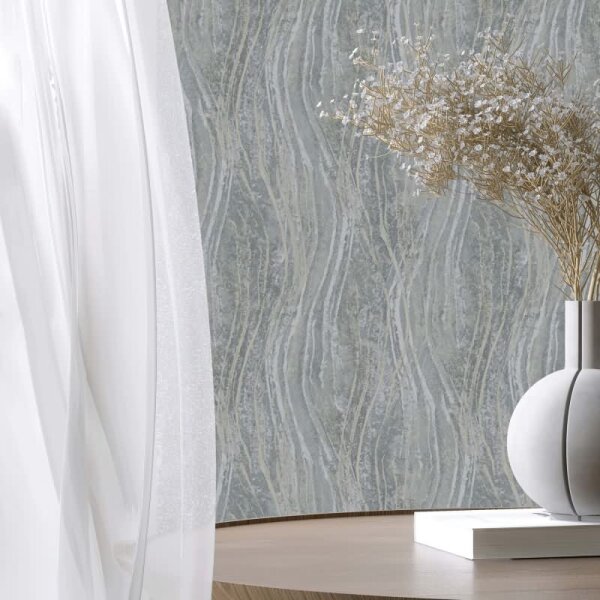 Vliestapete Beton, Wellen Grafisch Modern in Grau Novamur (82494)