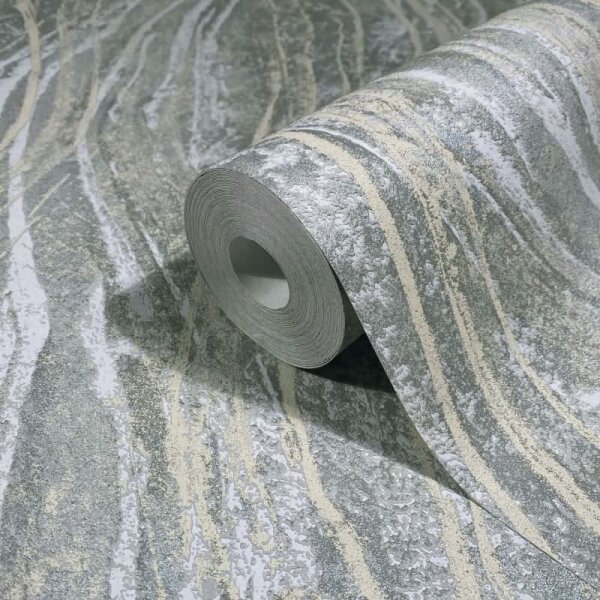 Vliestapete Beton, Wellen Grafisch Modern in Grau Novamur (82494)