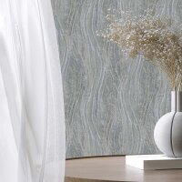 Vliestapete Beton, Wellen Grafisch Modern in Grau Novamur...