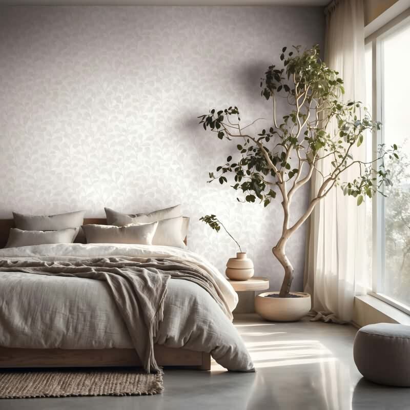 Vliestapete Blätter, Beton Floral Natur Novamur (82501)