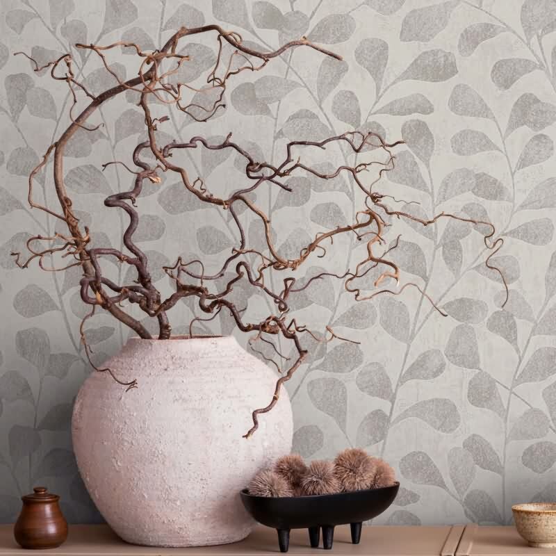 Vliestapete Blätter, Beton Floral Natur Novamur (82502)