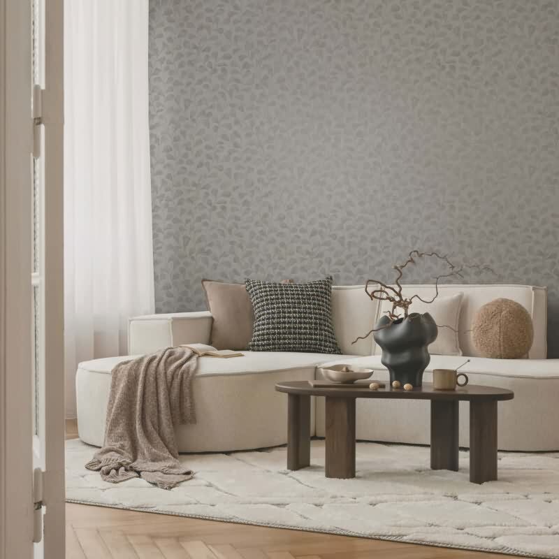 Vliestapete Blätter, Beton Floral Natur Novamur (82502)