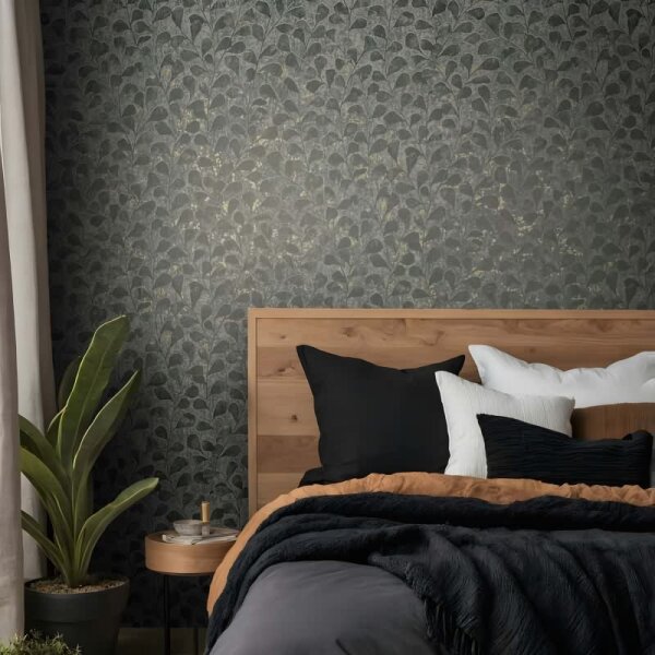 Vliestapete Blätter, Beton Floral Natur Novamur (82503)