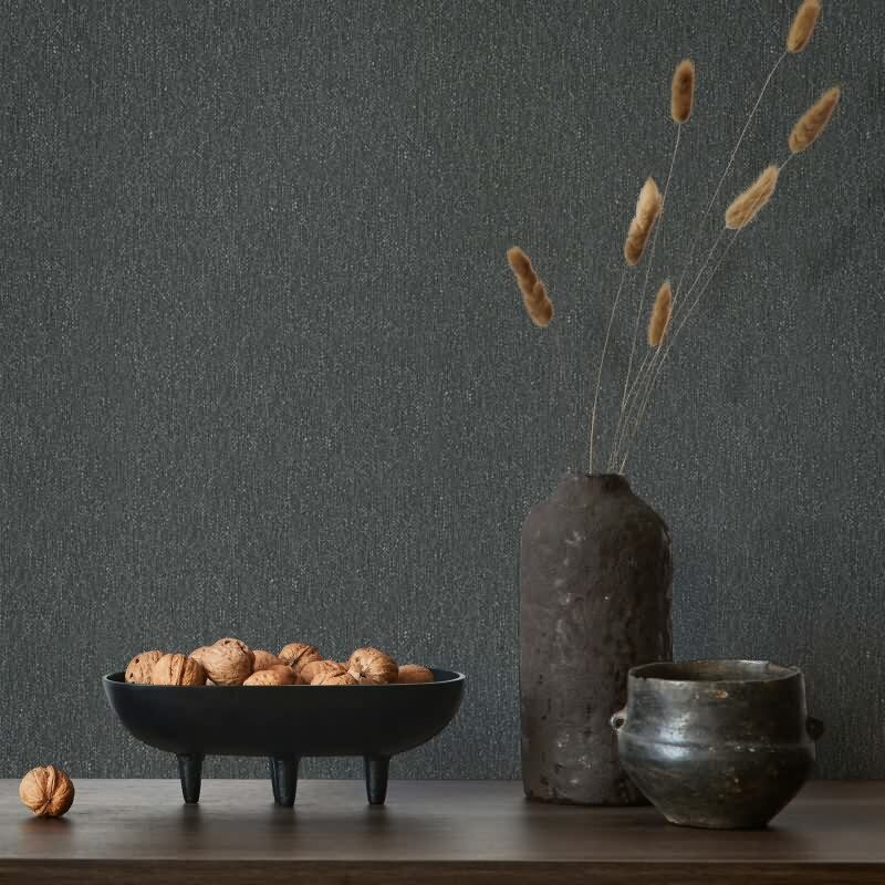 Vliestapete Uni, Textil Uni Klassisch in Schwarz Novamur (82538)