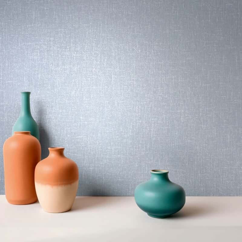 Vliestapete Uni, Textil Uni Modern in Blau Novamur (82542)