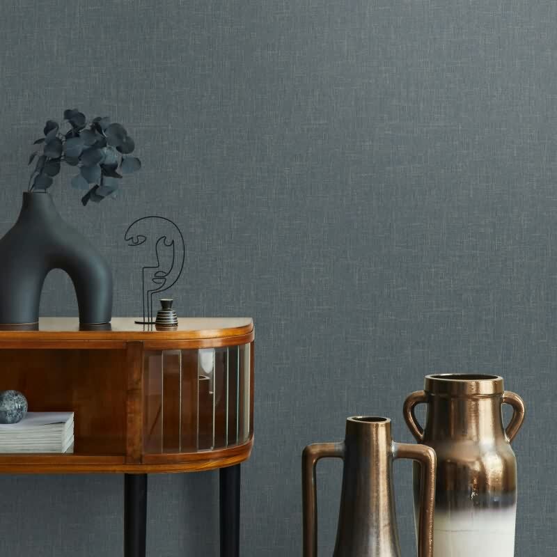 Vliestapete Uni, Textil Uni Modern in Schwarz Novamur (82544)