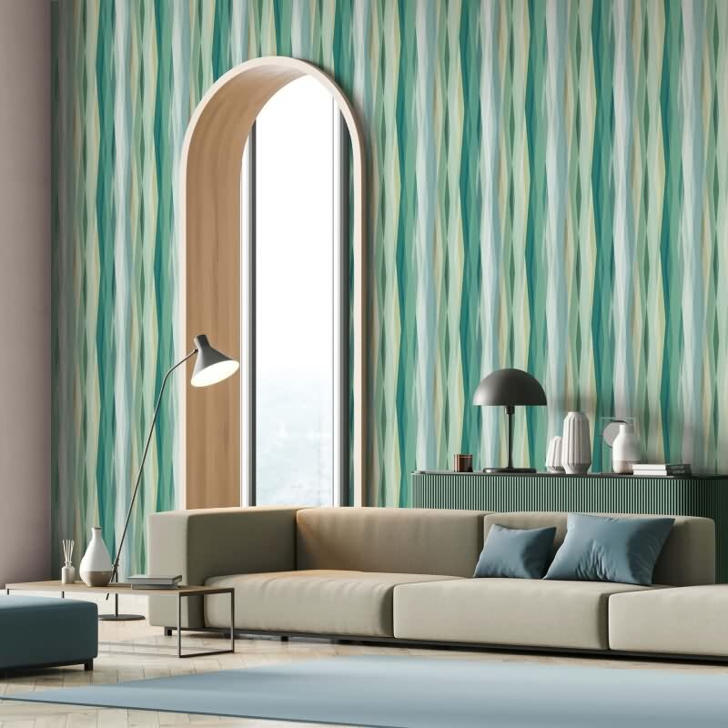 Vliestapete Streifen Streifen Modern, Kids matt in Grün Novamur (89008)