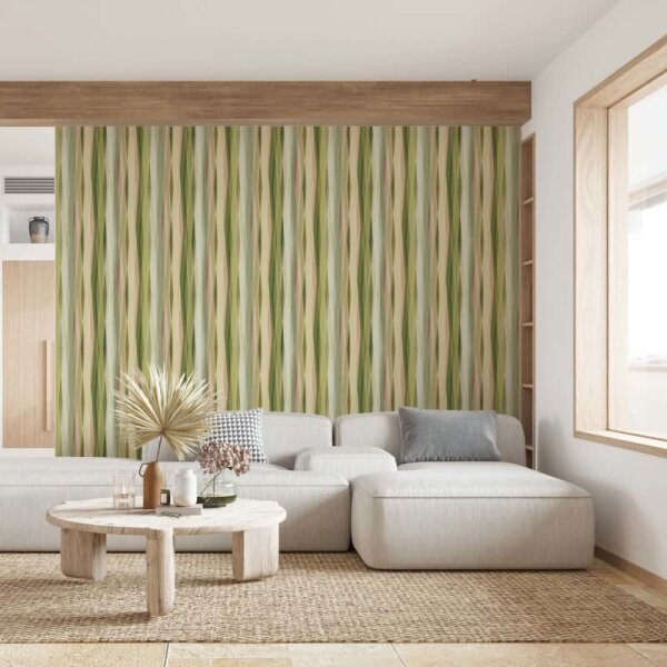 Vliestapete Streifen Streifen Modern, Kids matt in Grün Novamur (89010)