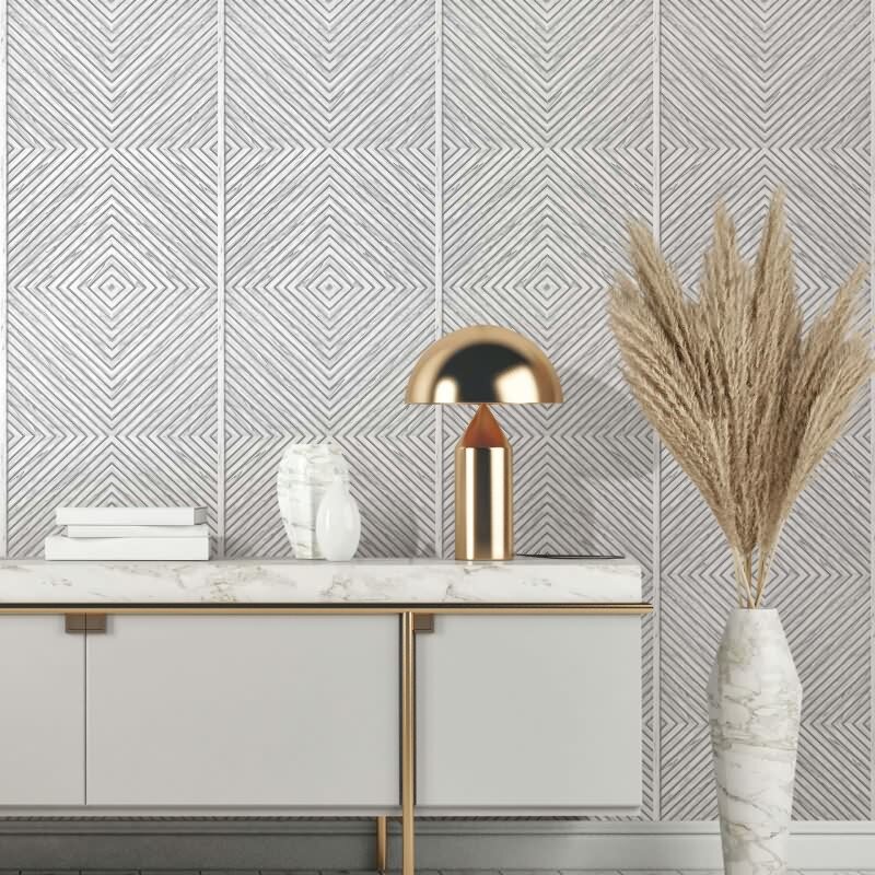 Vliestapete Holz, Geometrisch Holzoptik Geometrisch, matt in Weiß Novamur (89021)