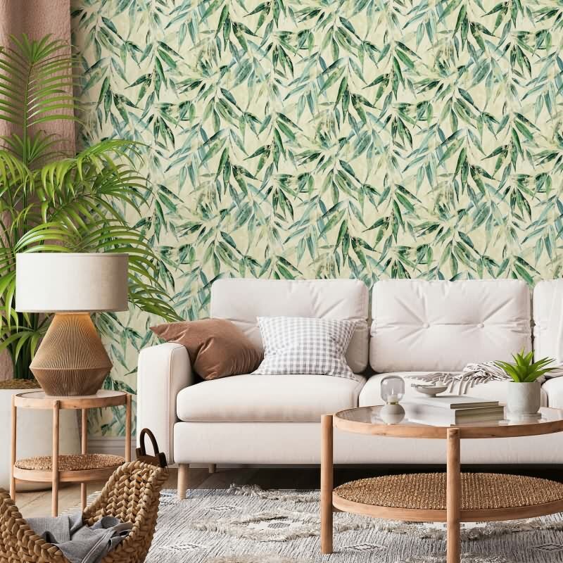 Vliestapete Blätter Floral Natur matt in Gelb Novamur (89040)