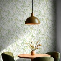 Vliestapete Bl&auml;tter Floral Natur matt in Wei&szlig;...