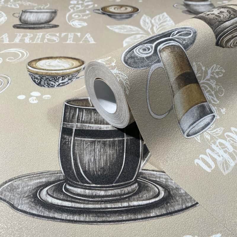 Vliestapete Kaffe, Küchenmotiv Grafisch Modern matt in Beige Novamur (89044)